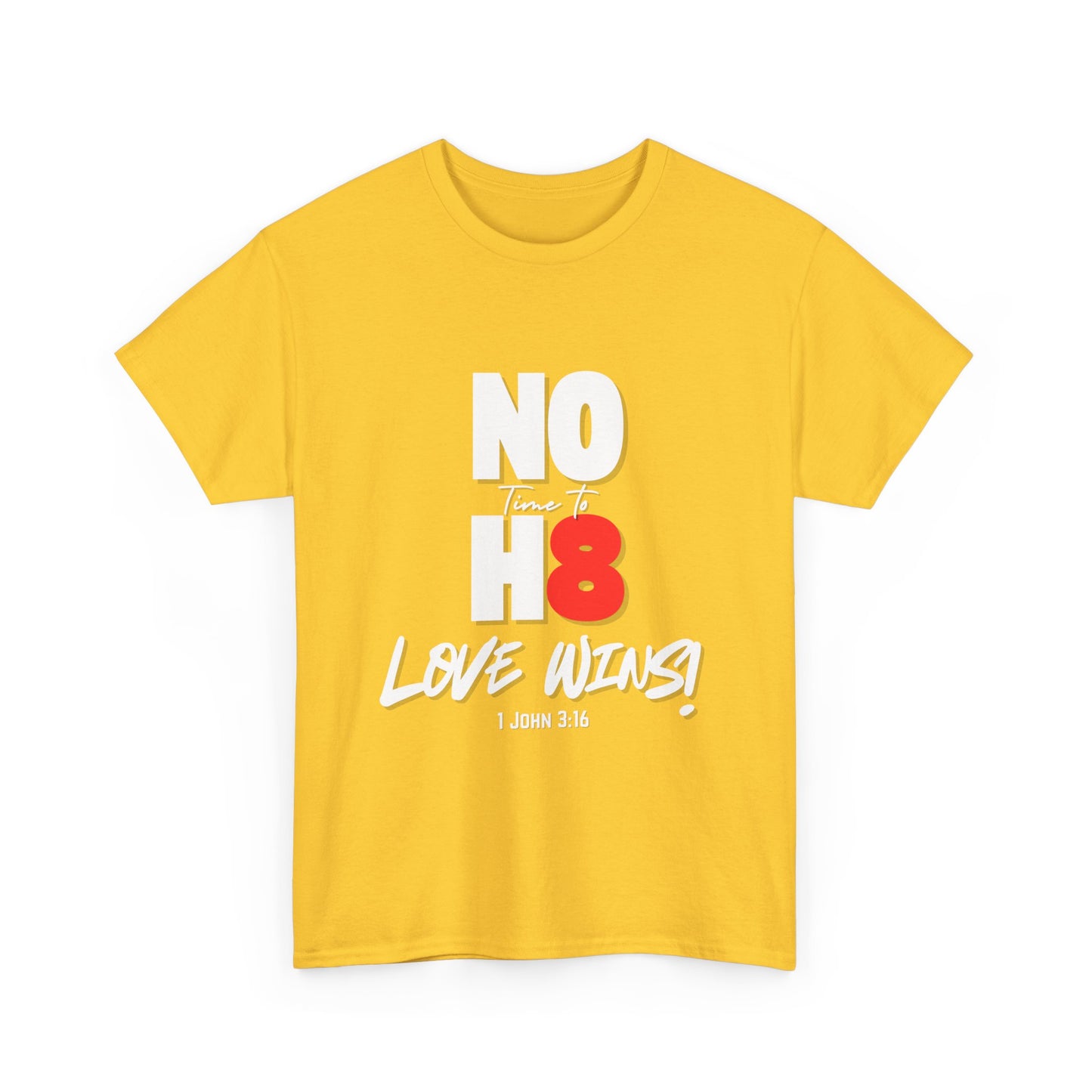 Unisex Heavy Cotton Tee - NO H8 Love Wins! Pride Shirt