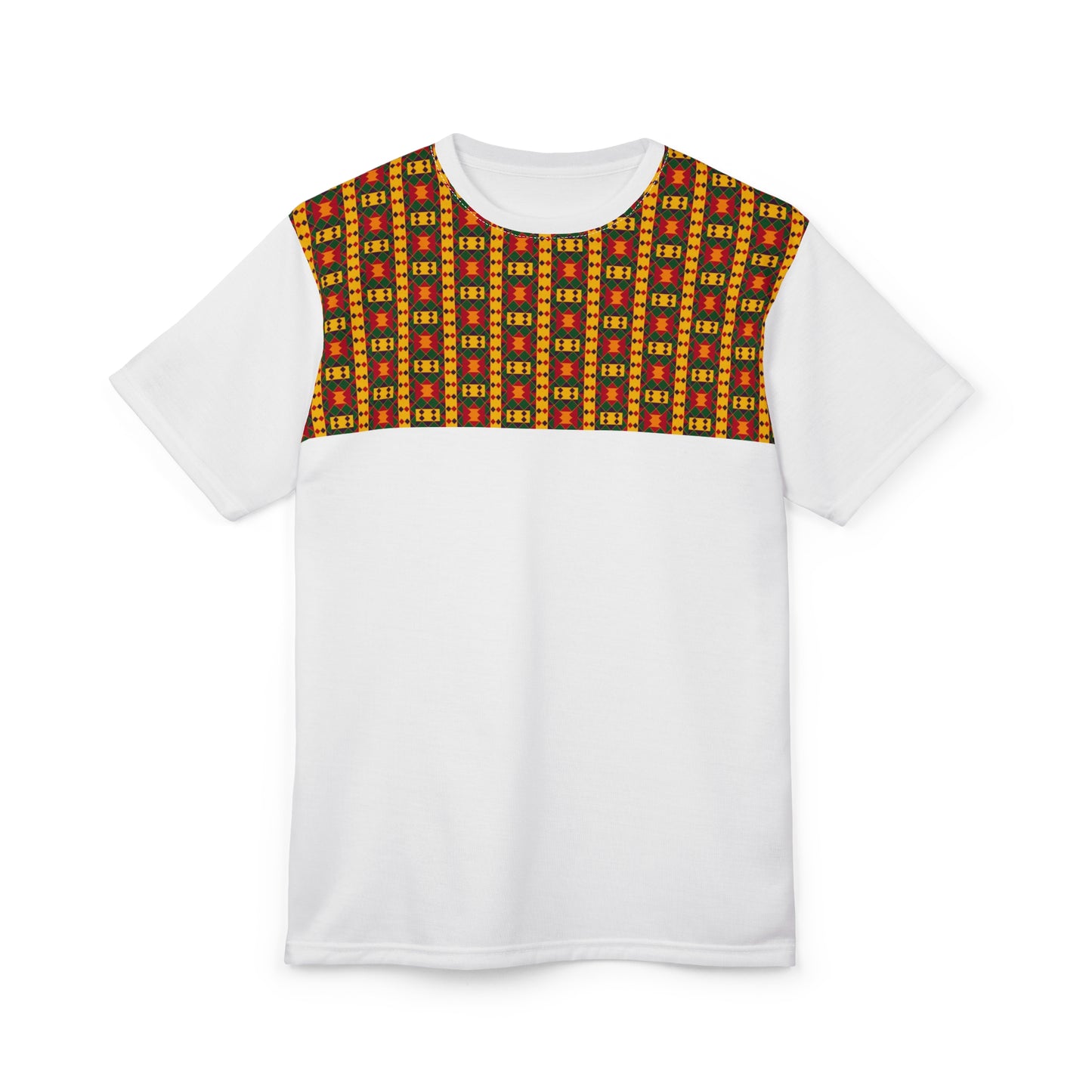 White Kente Print Unisex Cut & Sew Tee (AOP)