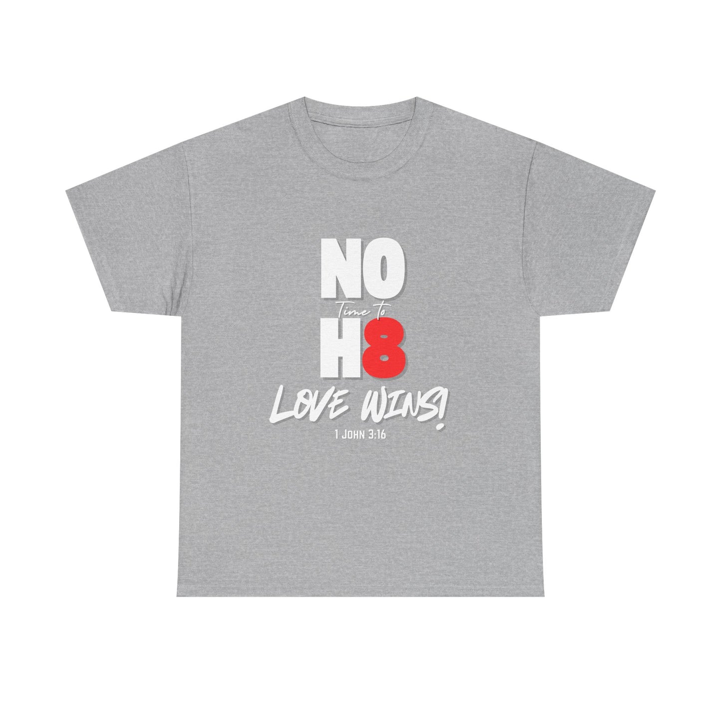 Unisex Heavy Cotton Tee - NO H8 Love Wins! Pride Shirt