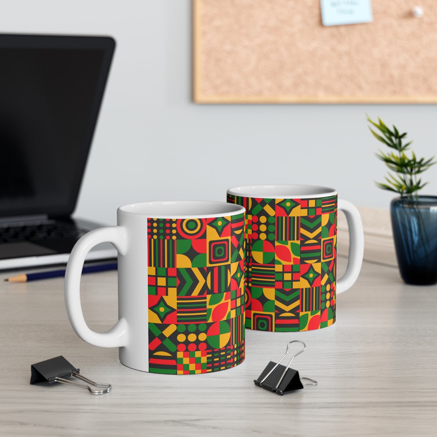 Kente Print Ceramic Mug, 11oz