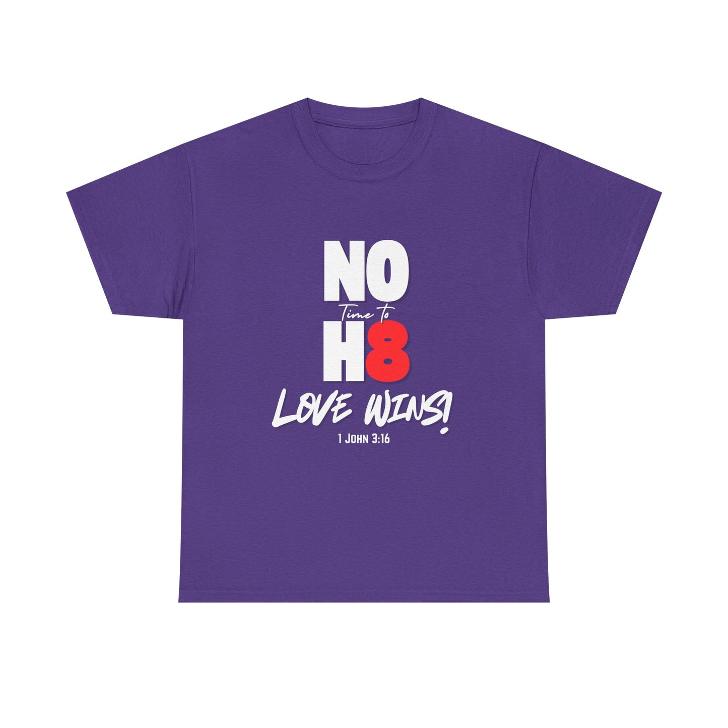 Unisex Heavy Cotton Tee - NO H8 Love Wins! Pride Shirt