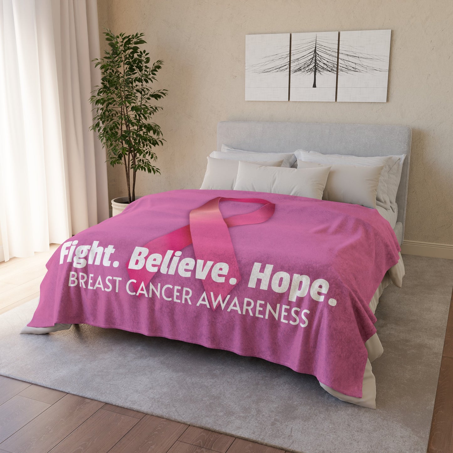 Breast Cancer Awareness Soft Polyester Blanket