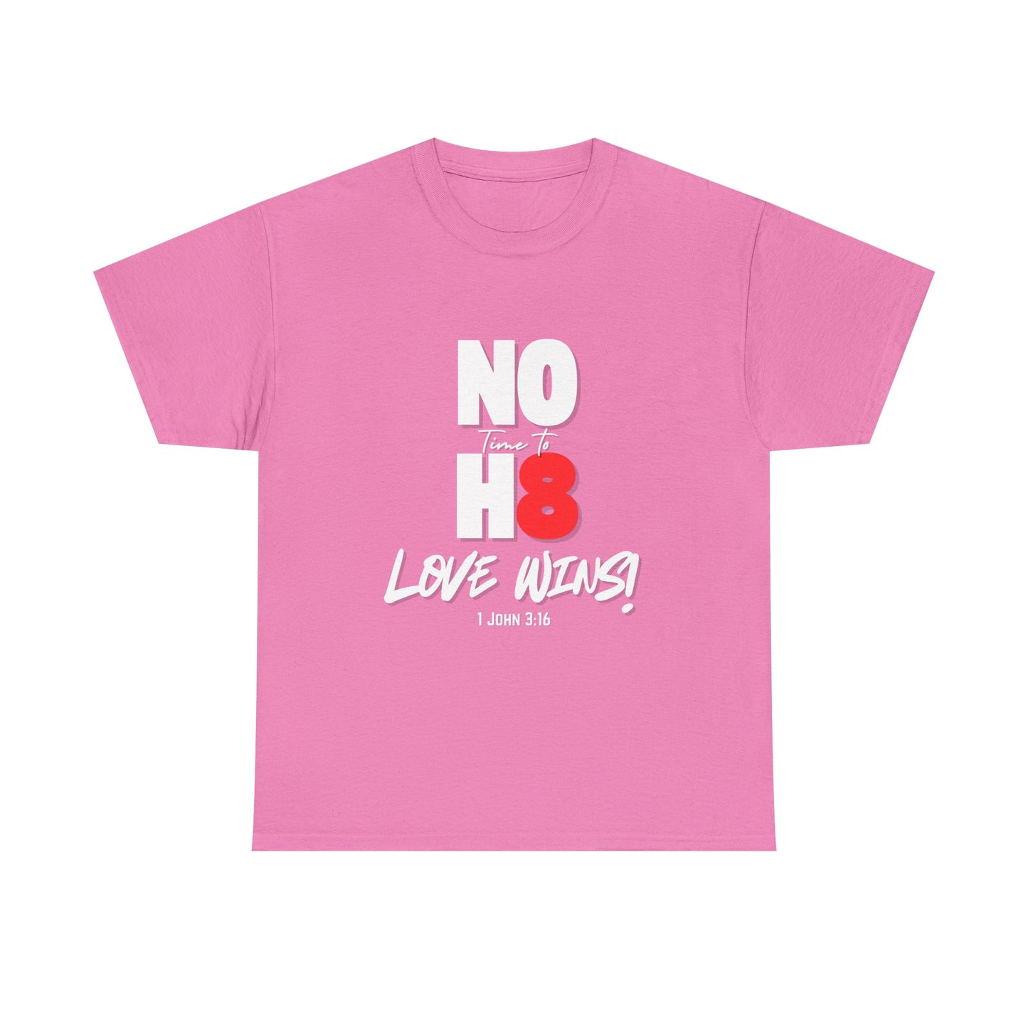 Unisex Heavy Cotton Tee - NO H8 Love Wins! Pride Shirt