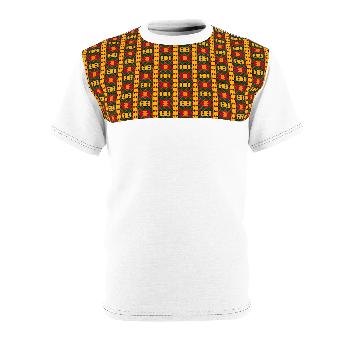 White Kente Print Unisex Cut & Sew Tee (AOP)