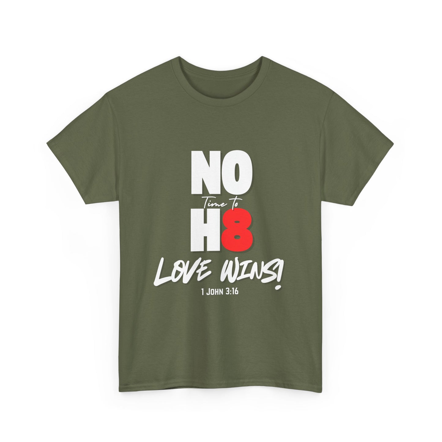 Unisex Heavy Cotton Tee - NO H8 Love Wins! Pride Shirt