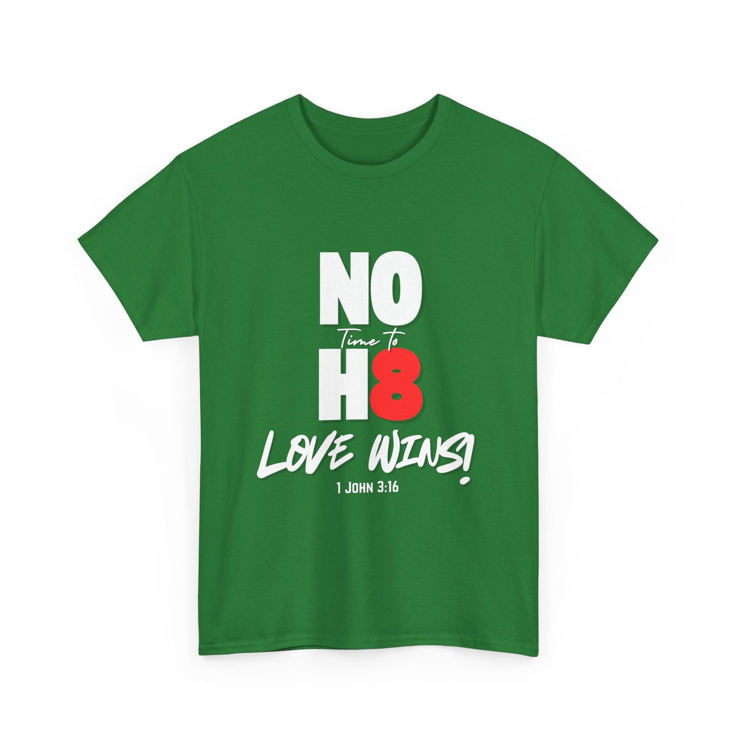 Unisex Heavy Cotton Tee - NO H8 Love Wins! Pride Shirt