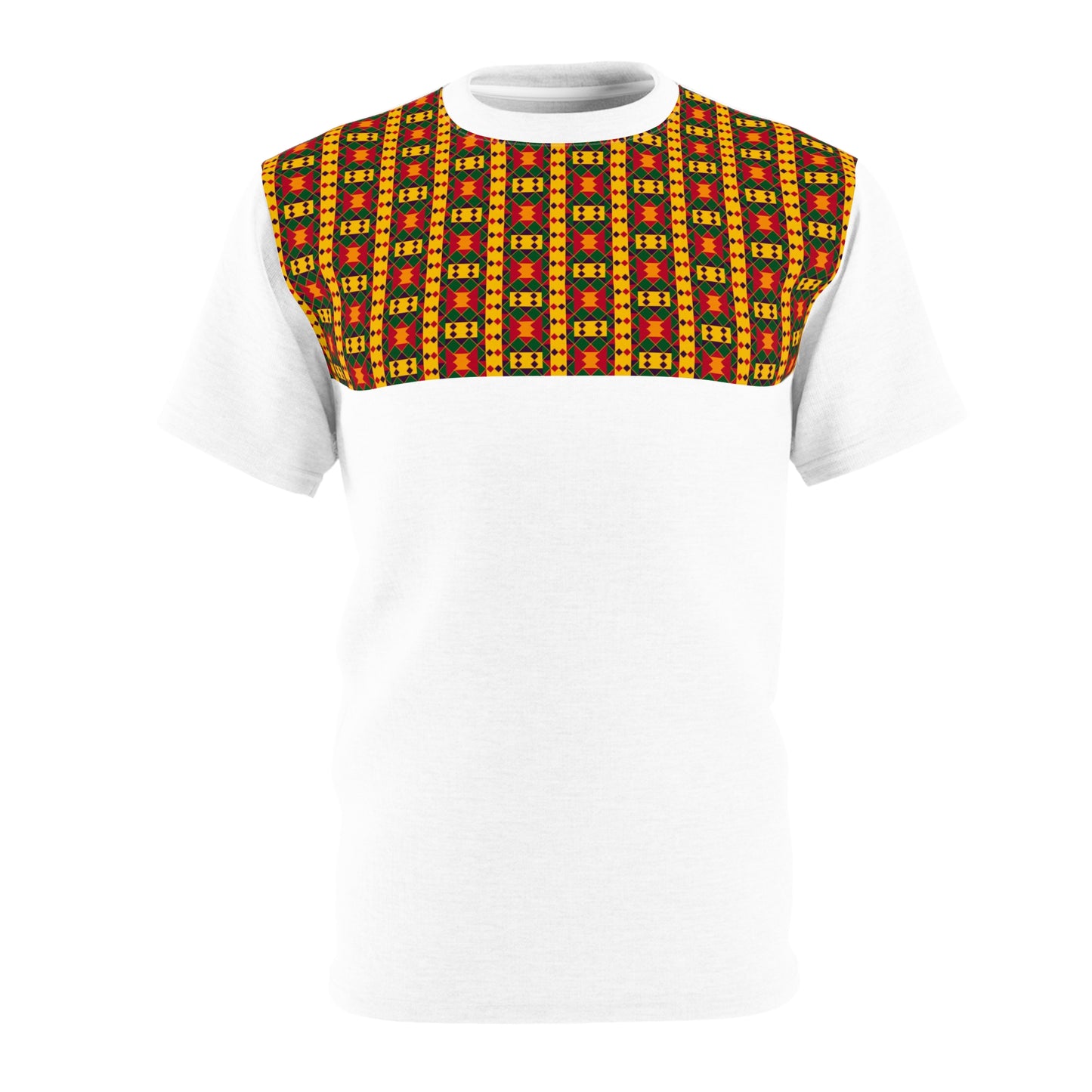 White Kente Print Unisex Cut & Sew Tee (AOP)