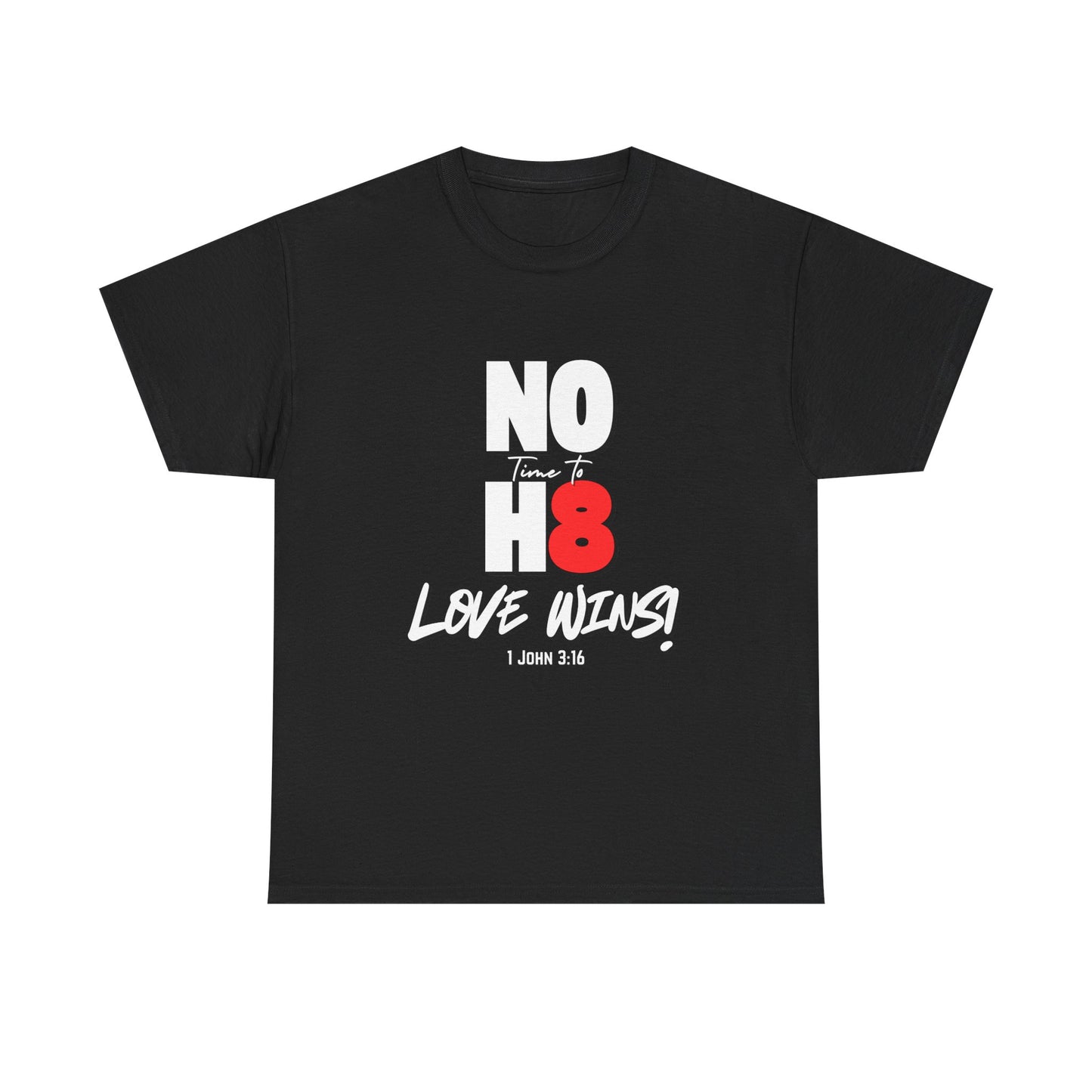 Unisex Heavy Cotton Tee - NO H8 Love Wins! Pride Shirt