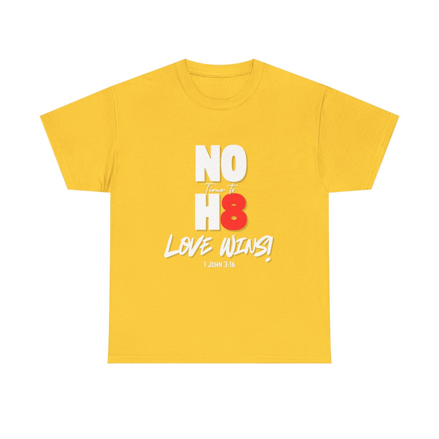 Unisex Heavy Cotton Tee - NO H8 Love Wins! Pride Shirt