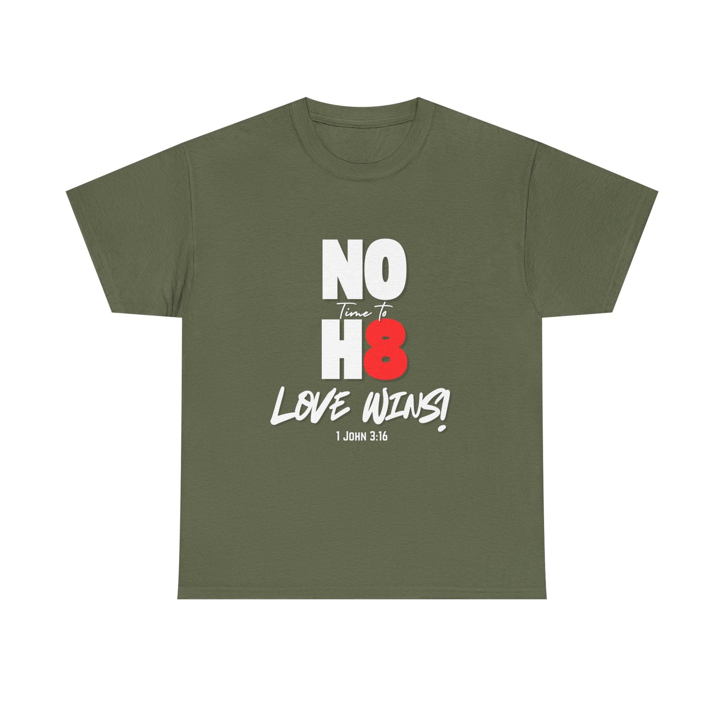 Unisex Heavy Cotton Tee - NO H8 Love Wins! Pride Shirt