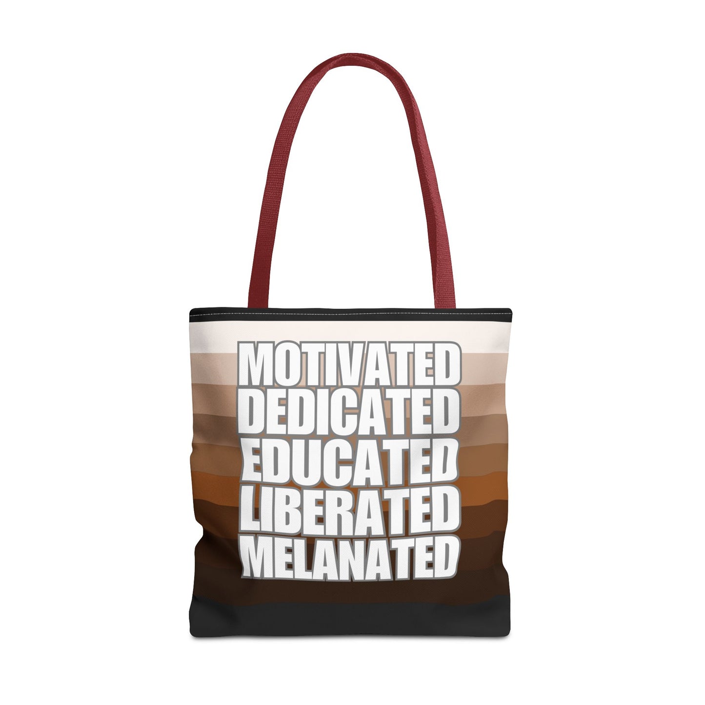 Empowering Quotes Tote Bag - Motivated, Dedicated, Educated, Liberated, Melanated