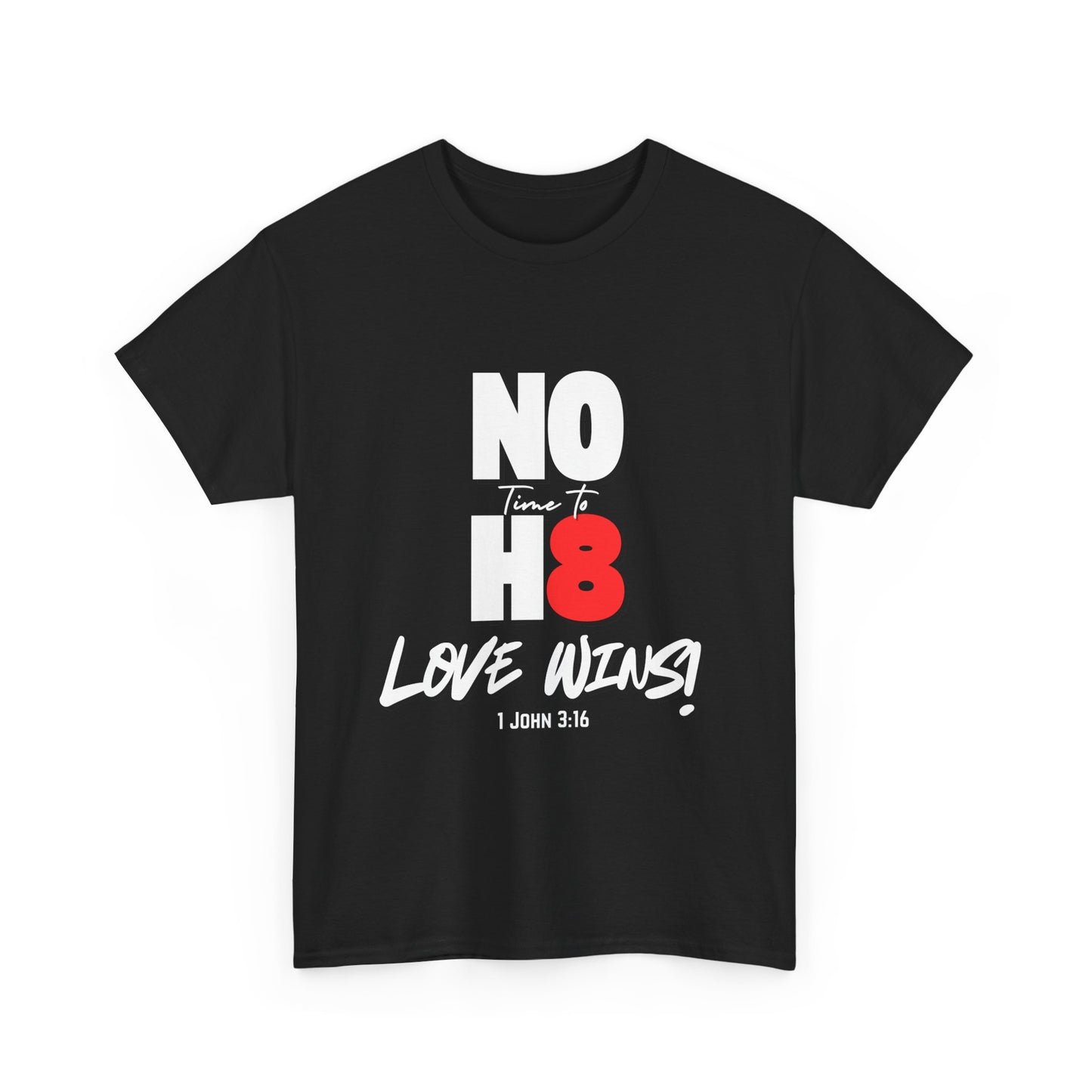 Unisex Heavy Cotton Tee - NO H8 Love Wins! Pride Shirt