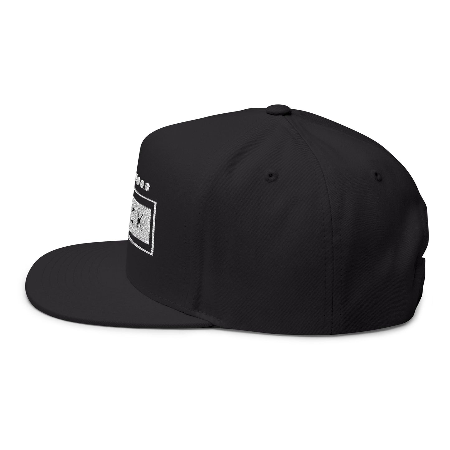 Stylish Flat Bill Cap - 'Code Word BLACK' Embroidered Snapback
