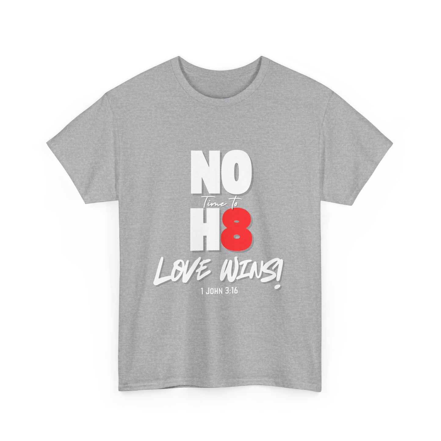Unisex Heavy Cotton Tee - NO H8 Love Wins! Pride Shirt