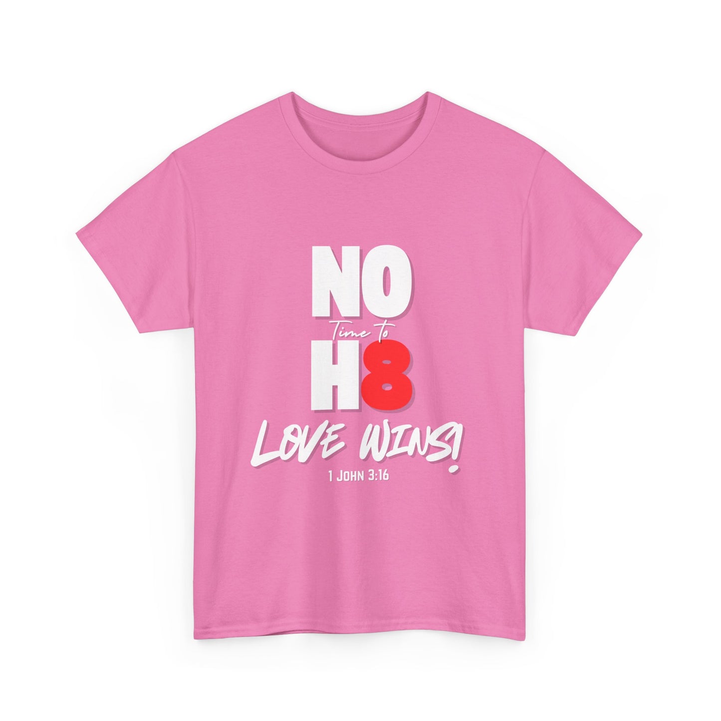 Unisex Heavy Cotton Tee - NO H8 Love Wins! Pride Shirt
