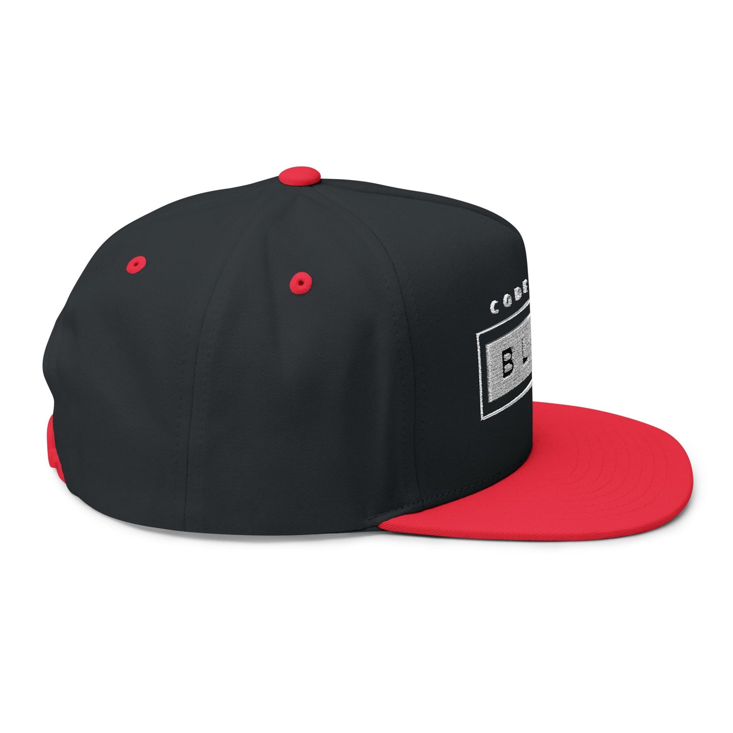 Stylish Flat Bill Cap - 'Code Word BLACK' Embroidered Snapback