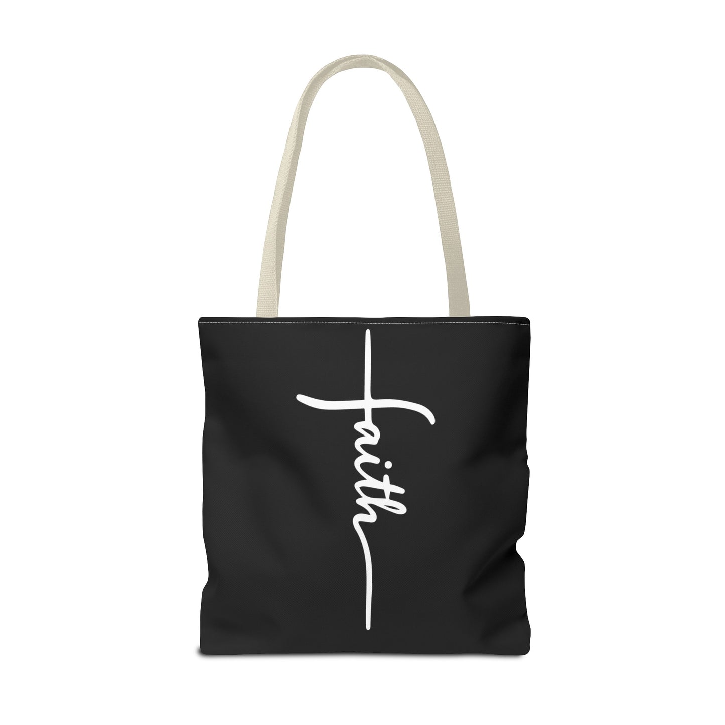 Faith Cross (Black) Tote Bag (AOP)