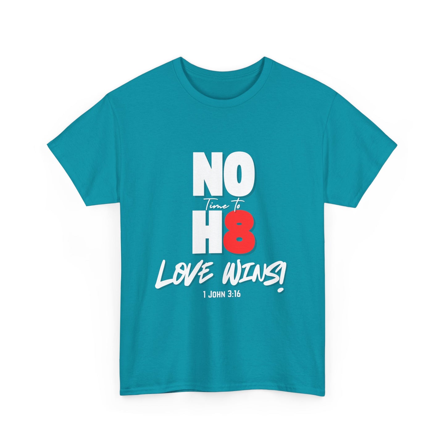 Unisex Heavy Cotton Tee - NO H8 Love Wins! Pride Shirt