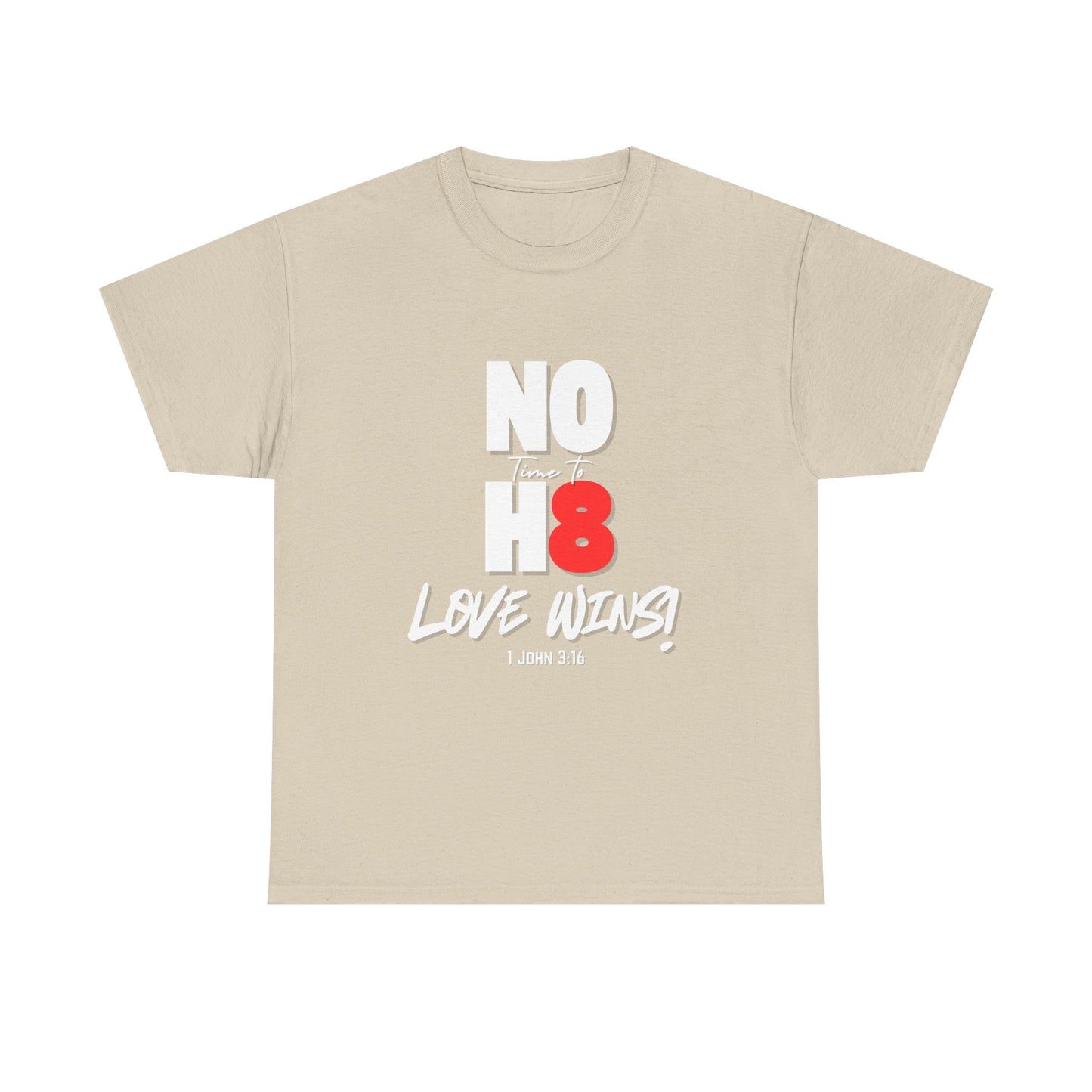 Unisex Heavy Cotton Tee - NO H8 Love Wins! Pride Shirt