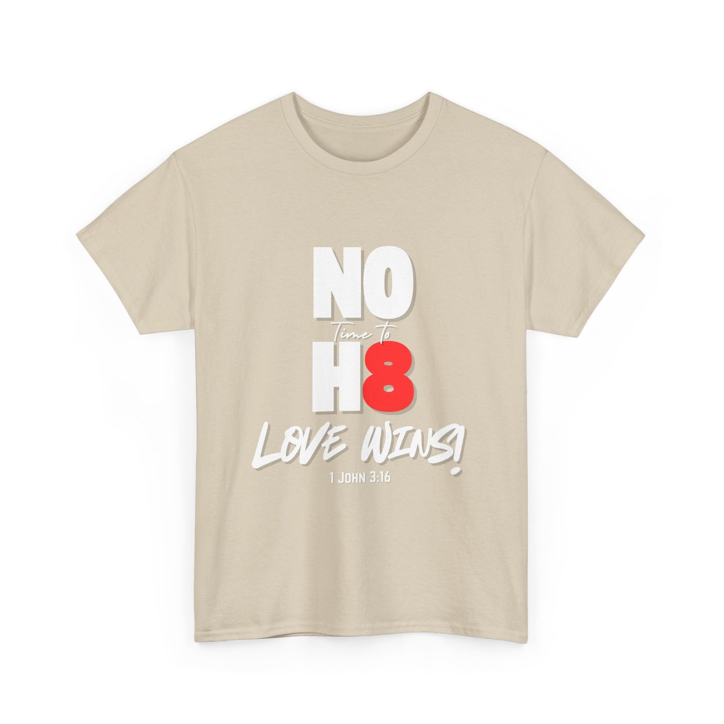 Unisex Heavy Cotton Tee - NO H8 Love Wins! Pride Shirt