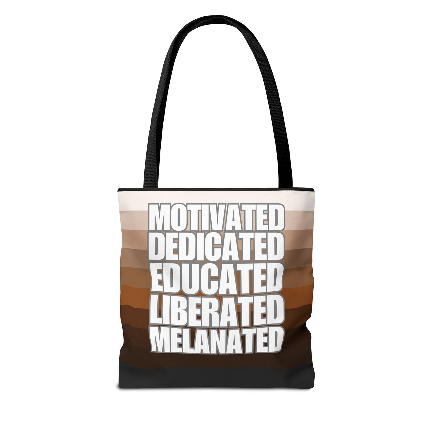 Empowering Quotes Tote Bag - Motivated, Dedicated, Educated, Liberated, Melanated