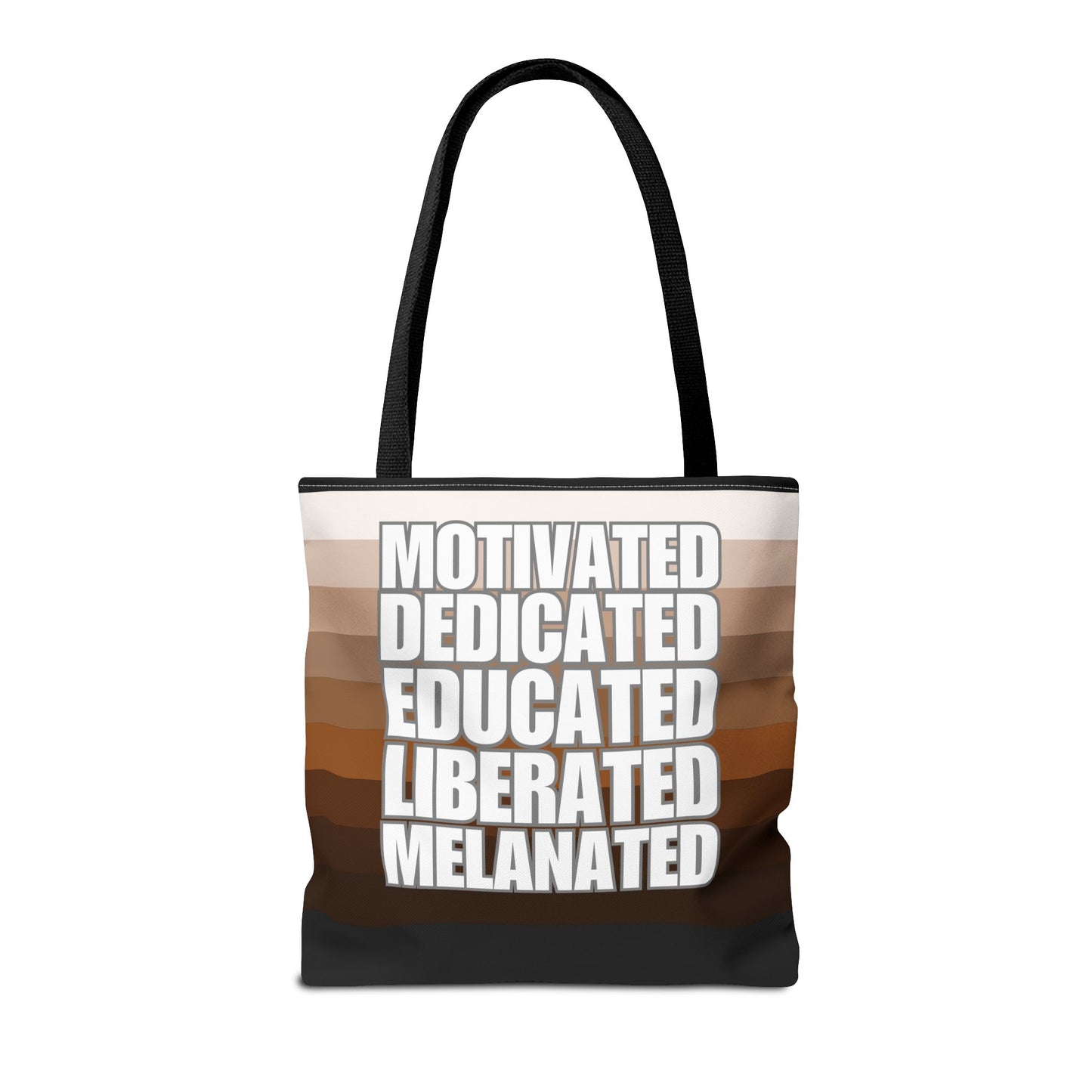 Empowering Quotes Tote Bag - Motivated, Dedicated, Educated, Liberated, Melanated