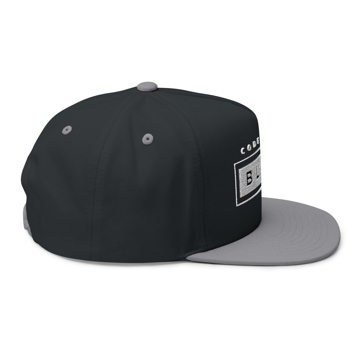Stylish Flat Bill Cap - 'Code Word BLACK' Embroidered Snapback