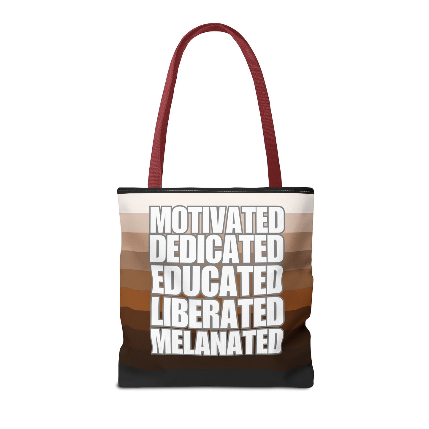 Empowering Quotes Tote Bag - Motivated, Dedicated, Educated, Liberated, Melanated