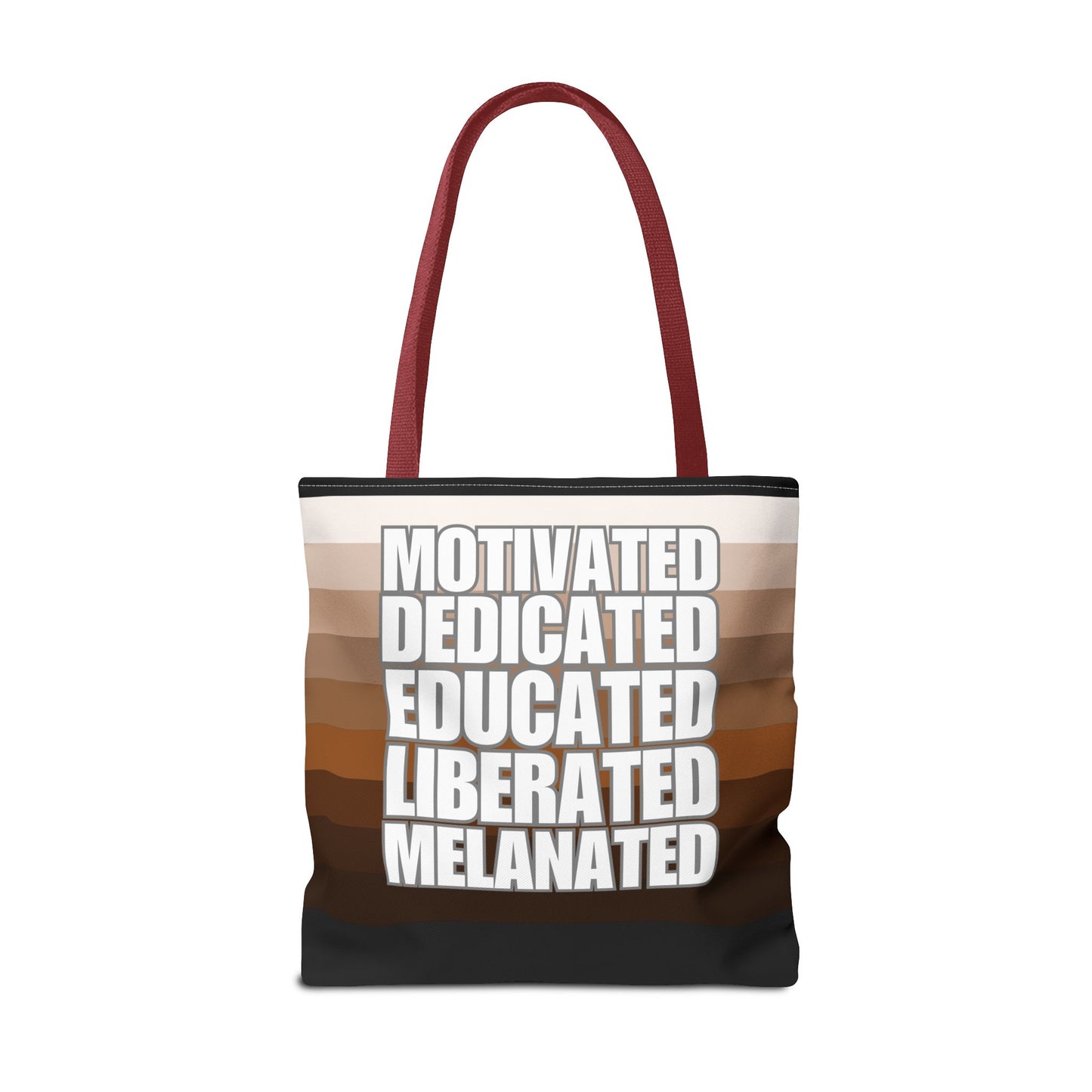Empowering Quotes Tote Bag - Motivated, Dedicated, Educated, Liberated, Melanated
