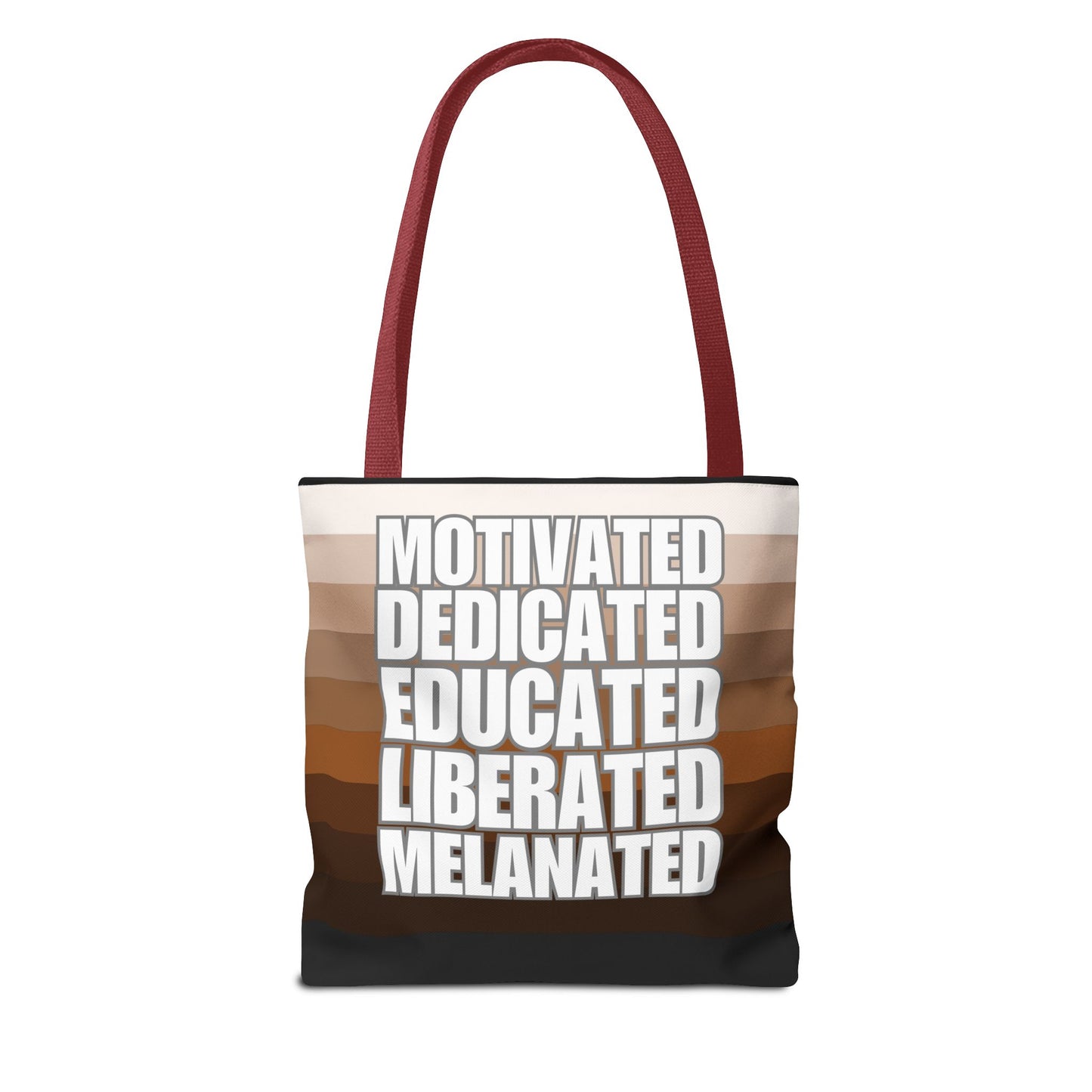 Empowering Quotes Tote Bag - Motivated, Dedicated, Educated, Liberated, Melanated