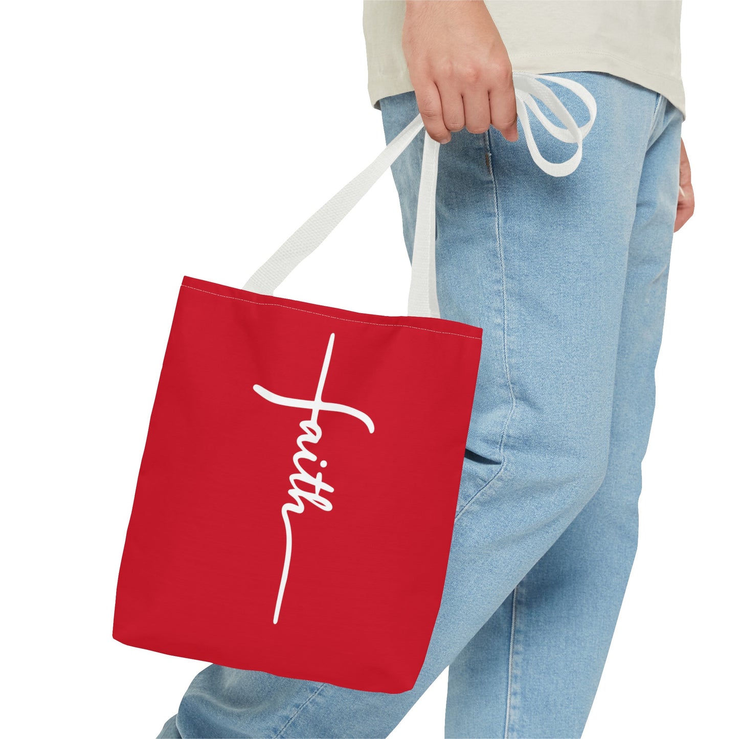 Faith Cross (Red) Tote Bag (AOP)