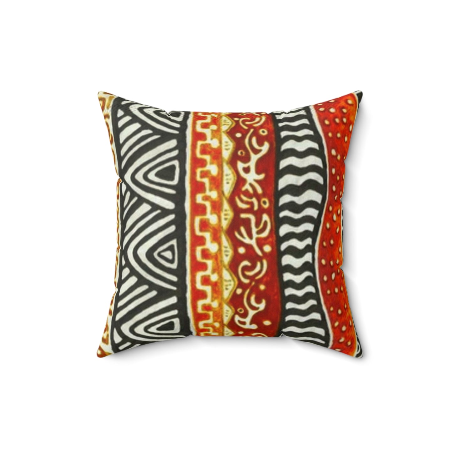 African Tribal Inspired Faux Suede Square Pillow