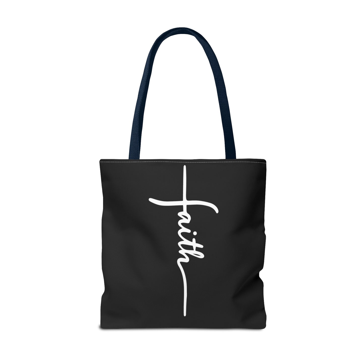 Faith Cross (Black) Tote Bag (AOP)