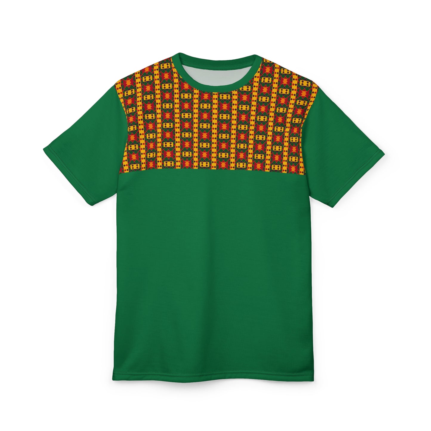Green Kente Print Unisex Cut & Sew Tee (AOP)