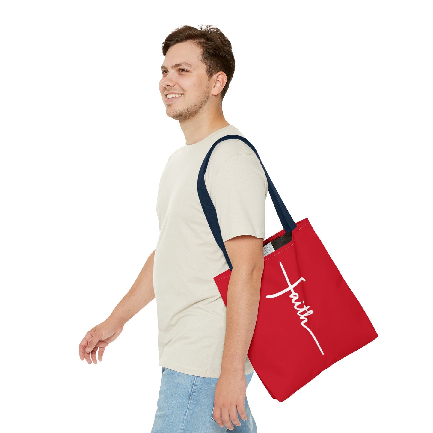 Faith Cross (Red) Tote Bag (AOP)