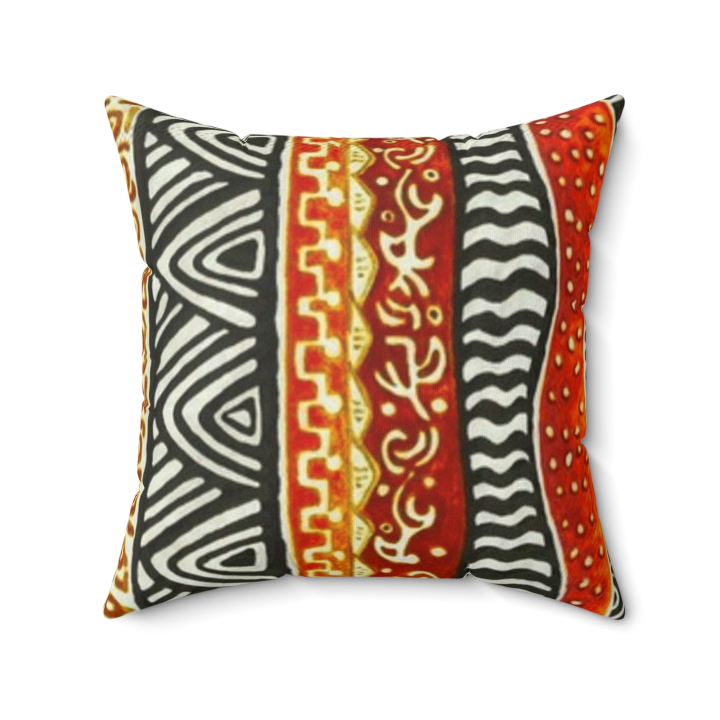 African Tribal Inspired Faux Suede Square Pillow