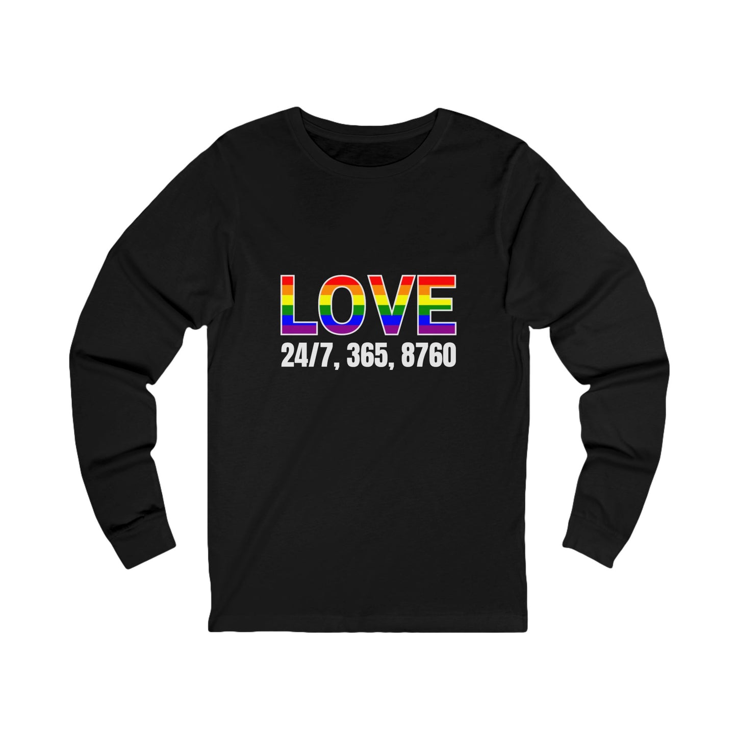 Pride Long Sleeve Tee, LGBTQ+ Apparel, Love 24/7 Shirt, Unisex Fashion, Gift for Pride Month, Inclusive Clothing