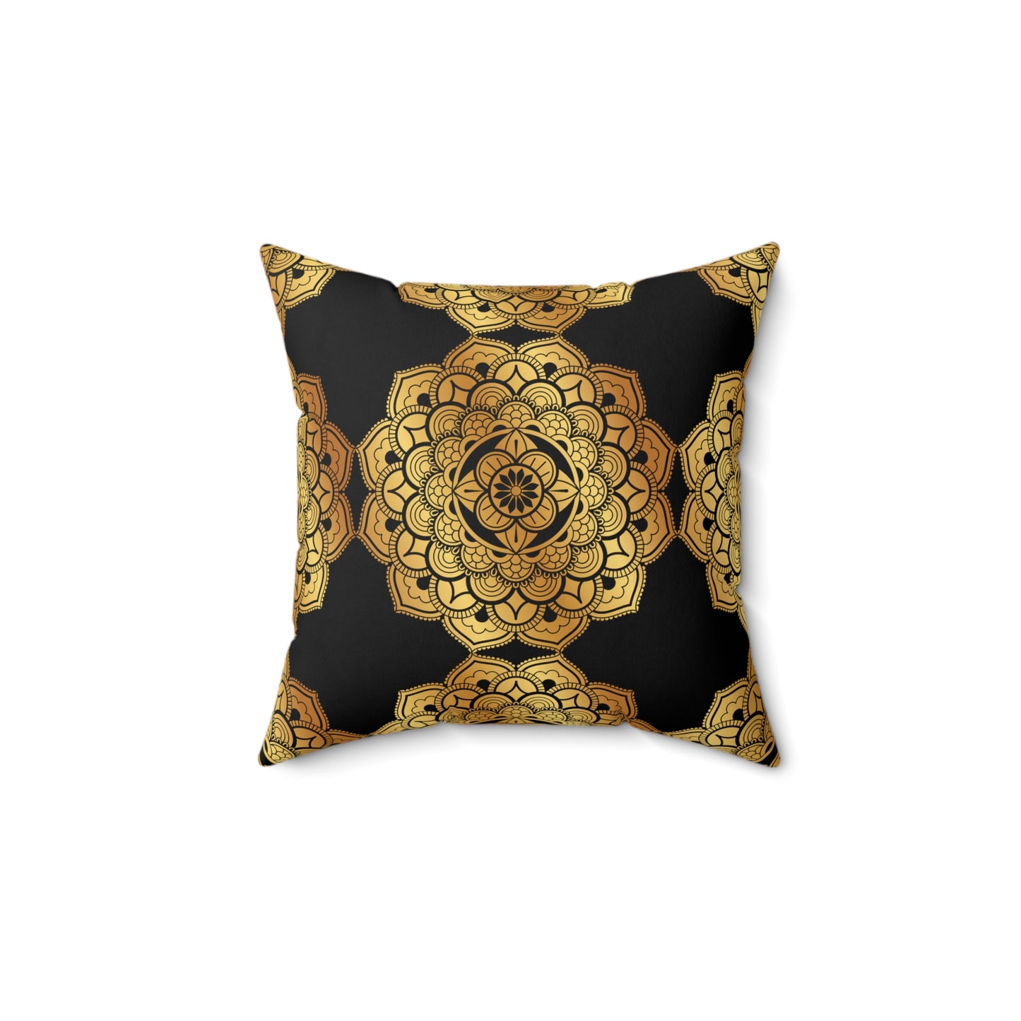 Black and Gold Faux Suede Square Pillow