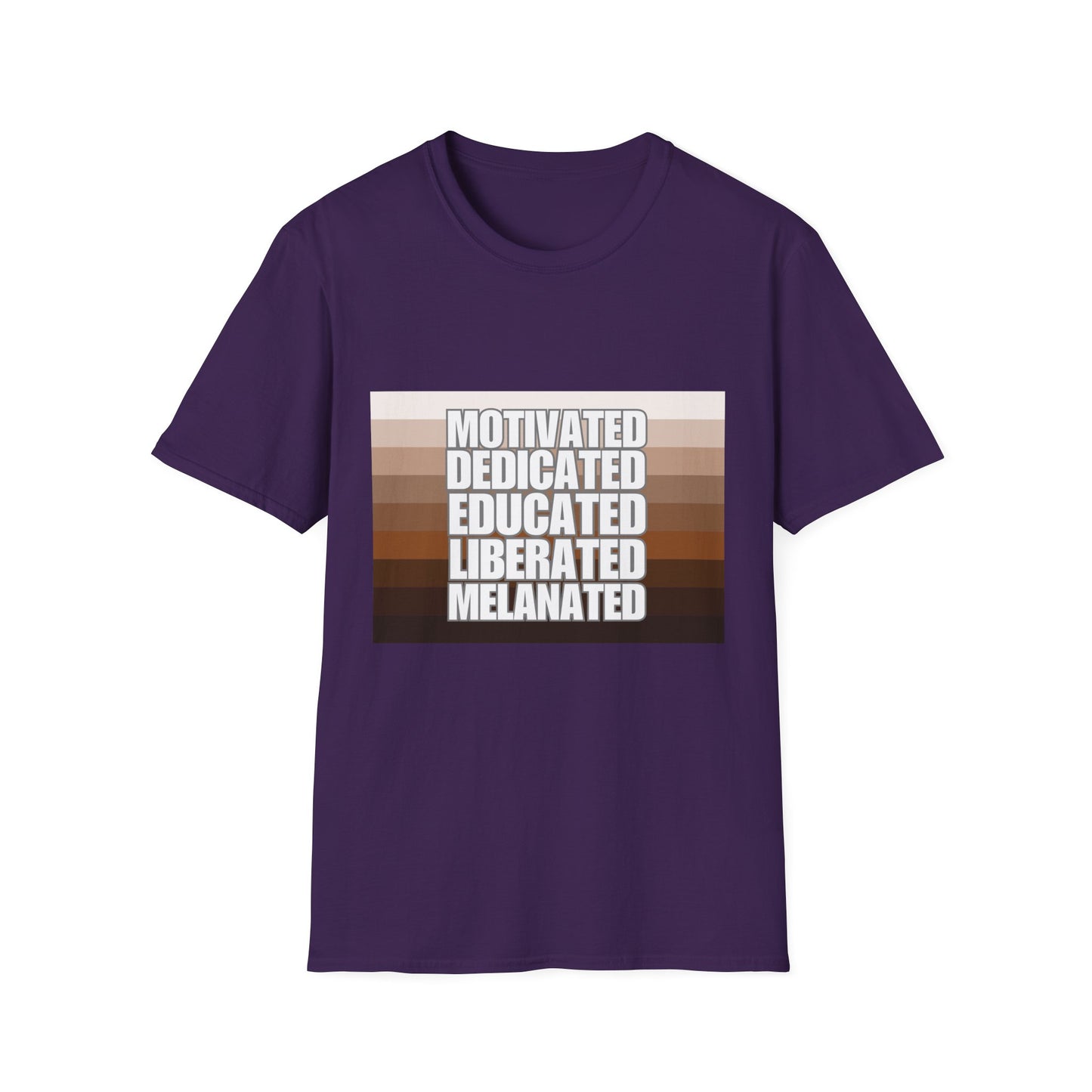 Motivated & Educated Unisex Softstyle T-Shirt - Celebrate Liberation and Melanation