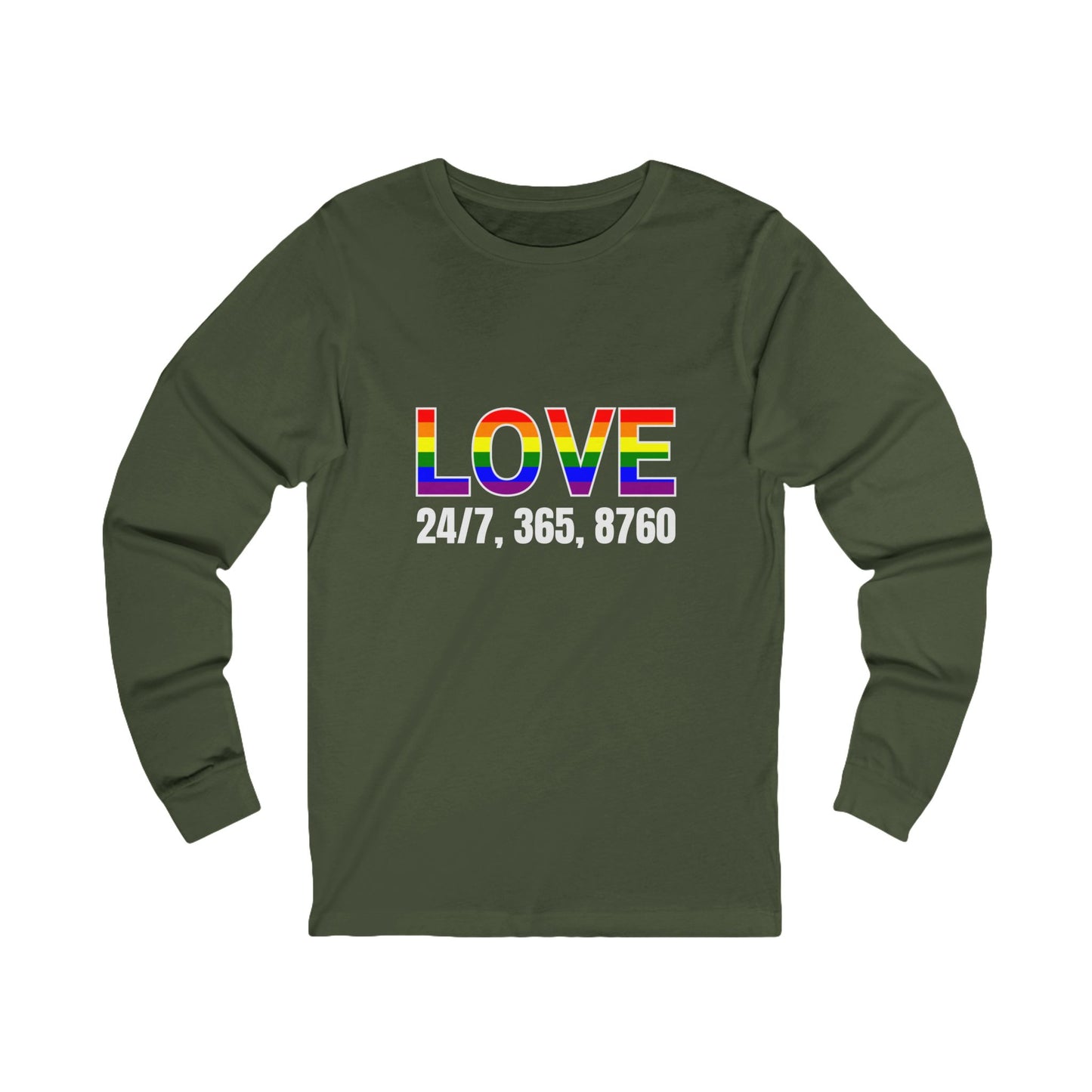 Pride Long Sleeve Tee, LGBTQ+ Apparel, Love 24/7 Shirt, Unisex Fashion, Gift for Pride Month, Inclusive Clothing