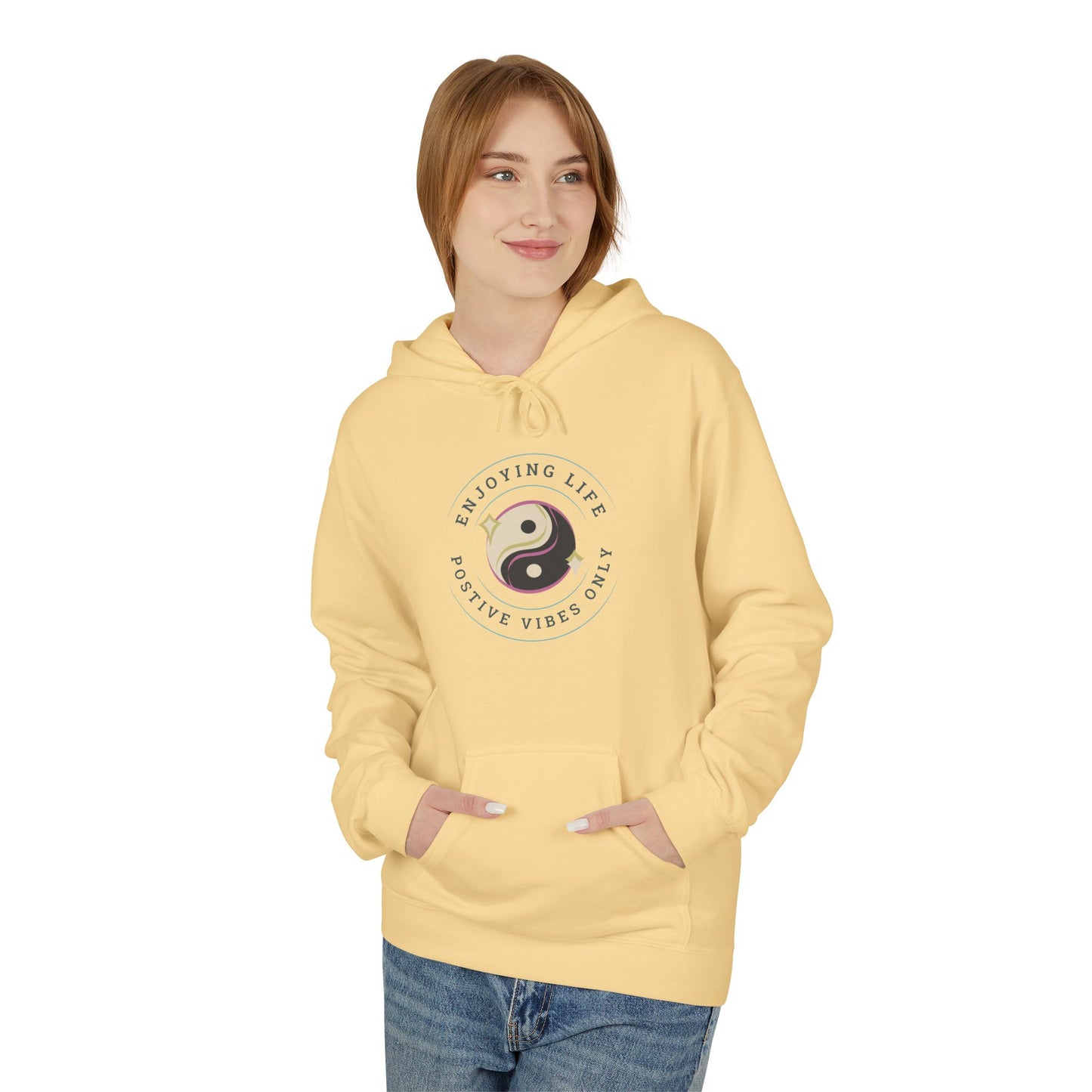 Positive Vibes Unisex Fleece Hoodie - Enjoy Life & Stay Positive