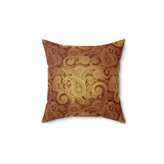 Rust Faux Suede Square Pillow