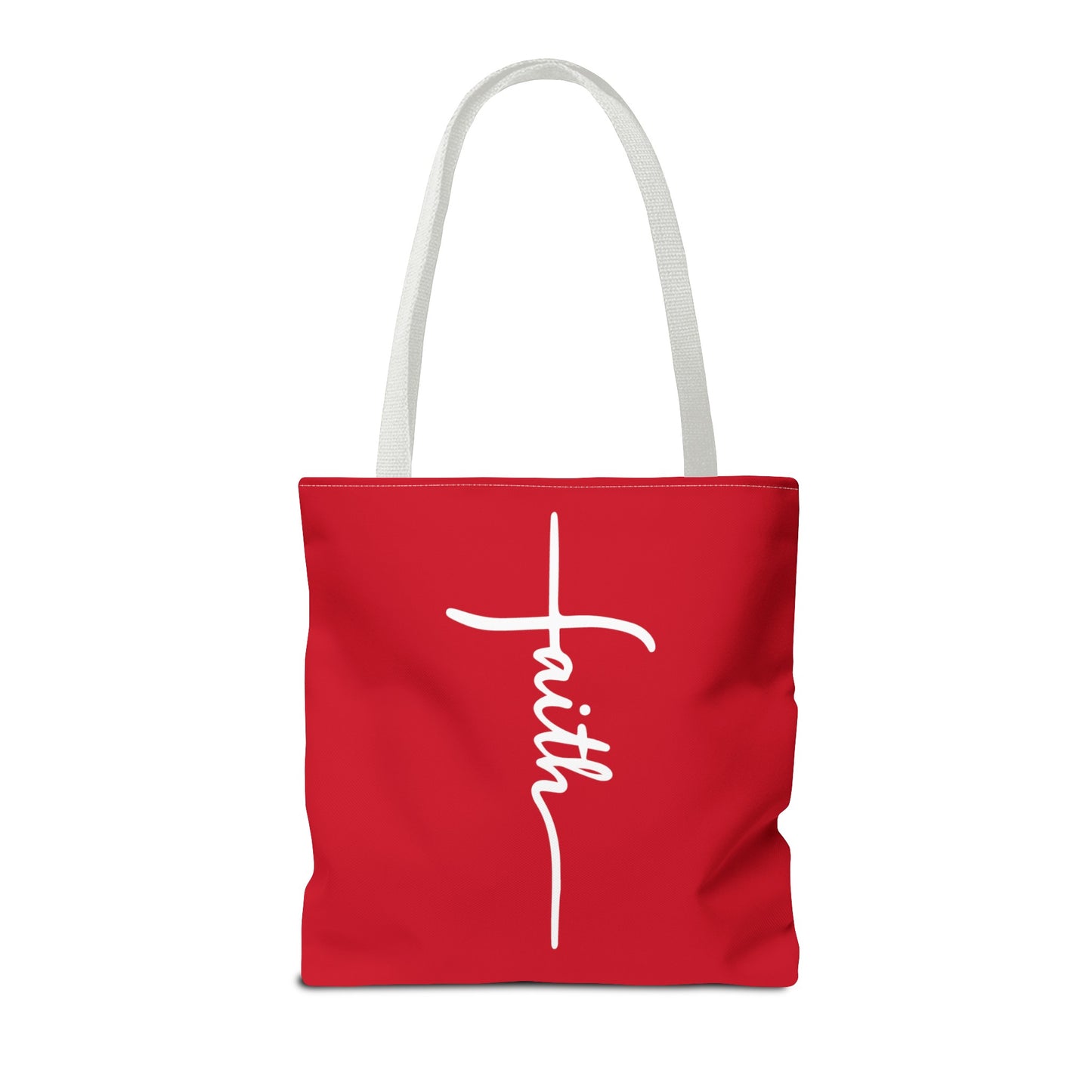 Faith Cross (Red) Tote Bag (AOP)