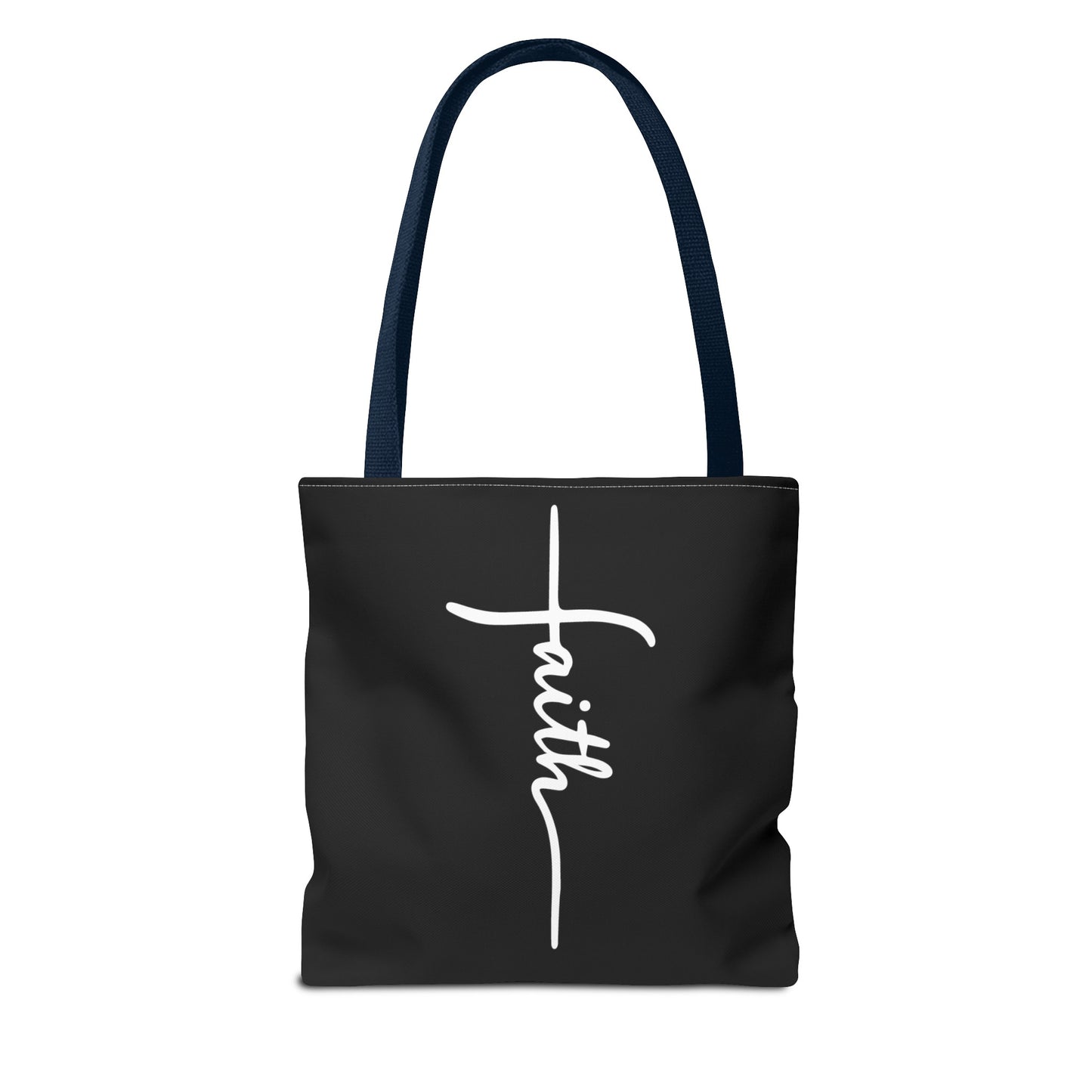 Faith Cross (Black) Tote Bag (AOP)