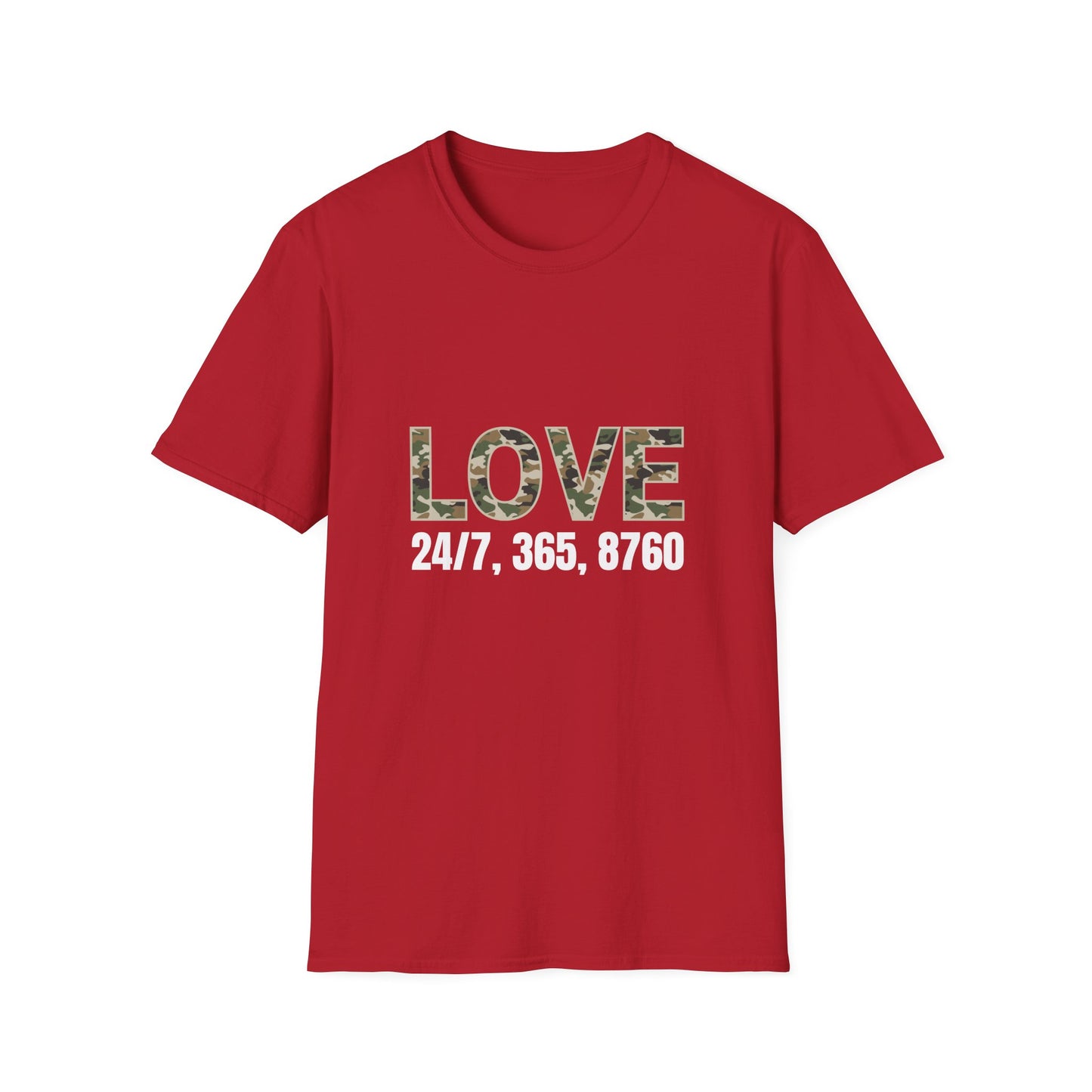 Love All Year Unisex Softstyle T-Shirt (Camouflage) | Casual Wear, Gift for Her, Gift for Him, Love Shirt, Everyday Outfit