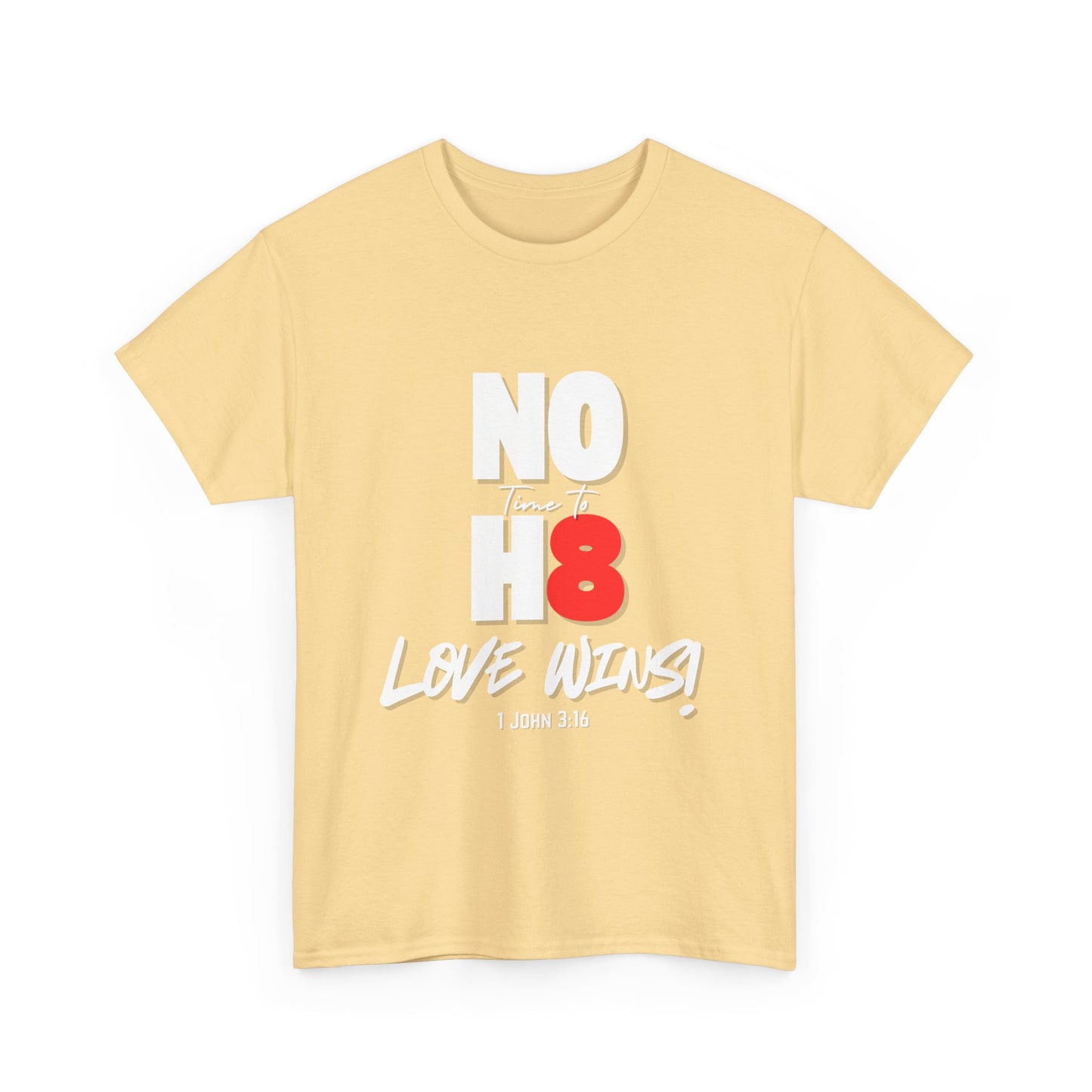 Unisex Heavy Cotton Tee - NO H8 Love Wins! Pride Shirt