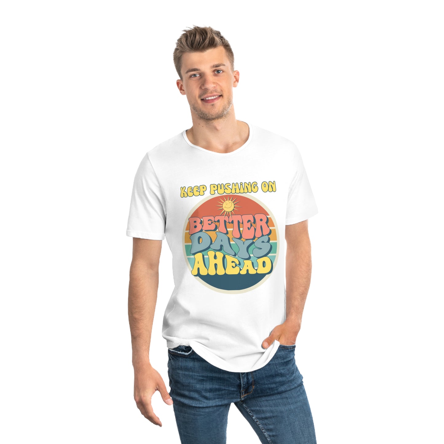 Men's Jersey Curved Hem Tee - 'Better Days Ahead' Graphic Tee