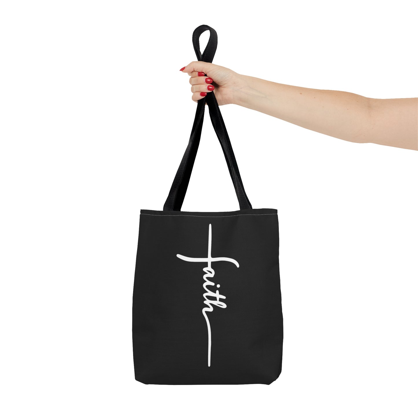 Faith Cross (Black) Tote Bag (AOP)