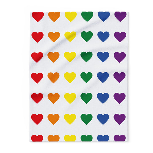 Rainbow Hearts Arctic Fleece Blanket