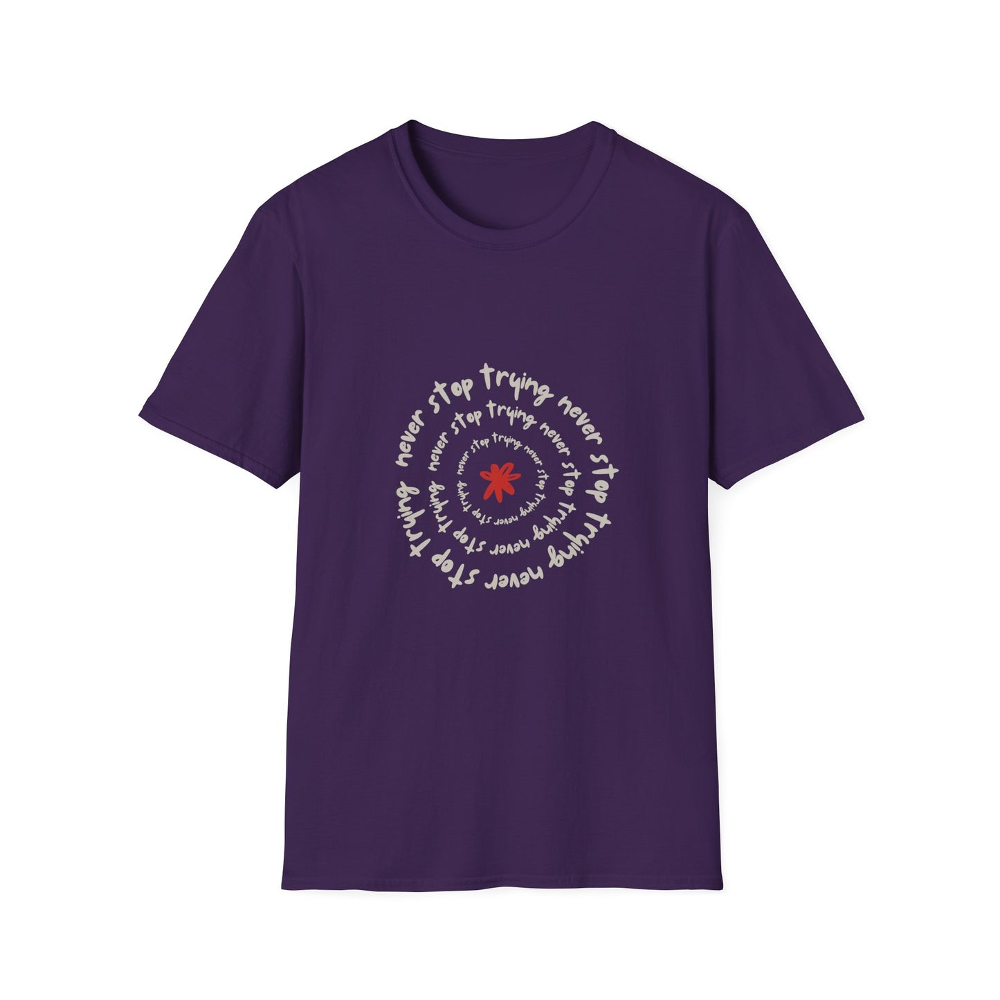 Inspirational Unisex Softstyle T-Shirt - "Never Stop Trying" Motivational Tee